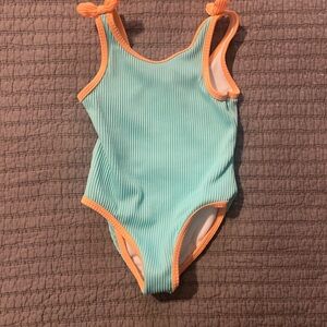 Cat & Jack Aqua and Orange Kids Swim One Piece